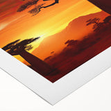 Colorful rolled canvas artwork depicting a serene landscape with vibrant trees and a bright sky, ideal for home decor, packaged securely in a protective tube.