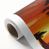 Beautiful rolled canvas wall art showcasing a vibrant landscape of trees in rich greens and browns, perfect for home decor, packaged securely in a durable tube for safe shipping.