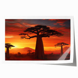 Rolled print of a serene landscape featuring vibrant green trees and a tranquil blue sky, perfect for home decor or art collection, presented in a protective cardboard tube.