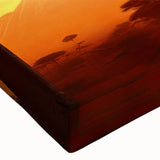 Close-up of a stretched canvas print featuring a vibrant landscape design with lush green trees, ideal for home decor, adding a natural touch to any space.