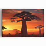 Stretched canvas wall art featuring a vibrant landscape design with lush green trees and a serene blue sky, perfect for adding a natural touch to home decor.