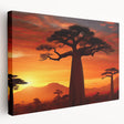 Stretched canvas wall art showcasing a serene landscape design with vibrant green trees and a calming blue sky, perfect for home decor in living spaces.