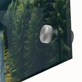 Close-up of a vibrant acrylic wall art piece showcasing a beautiful landscape design with intricate trees, perfect for modern home decor, enhancing any living space.