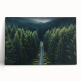 Stretched canvas wall art showcasing a serene landscape with vibrant green trees and a calming blue sky, perfect for home decor inspiration.
