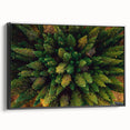 Framed canvas wall art showcasing a modern landscape design with trees, featuring a sleek black frame and elegant side view, perfect for contemporary decor.