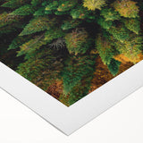 Rolled canvas artwork showcasing a vibrant landscape design with stylized trees, perfect for home decor. Ideal for nature-inspired interiors and art enthusiasts.