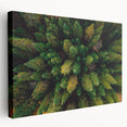 Stretched canvas wall art showcasing a serene landscape with vibrant green trees and a blue sky, ideal for adding a peaceful ambiance to home decor. Perfect for nature lovers and contemporary interiors.