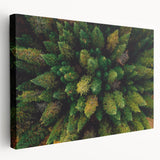 Stretched canvas wall art showcasing a serene landscape with vibrant green trees and a blue sky, ideal for adding a peaceful ambiance to home decor. Perfect for nature lovers and contemporary interiors.