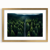 Framed landscape wall art collection showcasing vibrant trees in a serene setting, featuring a gold mat and ornate frame, perfect for home decor enhancement.