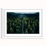 Framed wall art showcasing a serene landscape with trees, featuring a white mat and sleek frame, perfect for home decor and nature-inspired interiors.