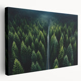 Stretched canvas wall art showcasing a serene landscape with vibrant trees and a peaceful ambiance, perfect for home decor and nature enthusiasts.