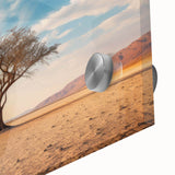 Close-up of a vibrant acrylic landscape wall art piece showcasing intricate tree designs, featuring rich colors and detailed textures, perfect for home decor.