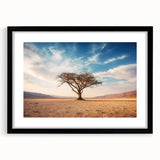 Framed black wall art featuring a serene landscape design with trees, presented in a sleek mat for an elegant display. Ideal for home decor enthusiasts.