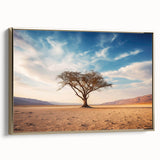 Framed canvas wall art showcasing a serene landscape with trees, featuring a gold frame. Ideal for modern home decor, enhancing interior aesthetics with nature-inspired design.