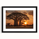 Framed black wall art showcasing a serene landscape of trees, elegantly matted for a polished look, perfect for enhancing modern home decor.