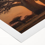 Rolled canvas artwork showcasing a vibrant landscape featuring lush green trees under a blue sky, ideal for home decor and nature enthusiasts. Perfectly packaged for easy display.