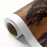Vibrant rolled canvas artwork showcasing an abstract landscape with trees, designed for modern home decor, packaged securely in a protective cardboard tube.