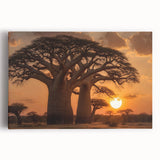 Stretched canvas wall art showcasing a vibrant landscape design with lush green trees and a serene sky, perfect for enhancing living spaces or offices.