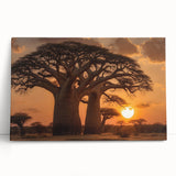 Stretched canvas artwork depicting a vibrant landscape with lush green trees and a serene sky, perfect for enhancing home decor with nature-inspired aesthetics. Ideal for living rooms or offices, this piece brings tranquility and freshness to any space.