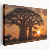 Stretched canvas wall art showcasing a vibrant landscape design with lush trees, ideal for home decor, enhancing any living space with natural beauty.
