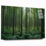 Acrylic glass wall art collection showcasing a serene landscape with trees, featuring vibrant colors and a modern design, ideal for home decor enhancement.