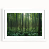 Framed wall art collection featuring a serene landscape with trees, presented in a white mat and frame, ideal for home decor and nature-themed interiors.