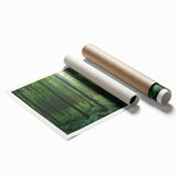 Rolled print showcasing a vibrant landscape design with lush green trees and a serene blue sky, ideal for home decor and nature-inspired art collections.