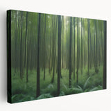 Stretched canvas wall art showcasing a vibrant landscape design with trees, featuring rich greens and earthy tones, ideal for enhancing home decor.