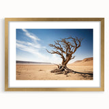 Framed wall art featuring a serene landscape of trees, presented with a gold matting and frame, perfect for enhancing home decor and creating a calming atmosphere.