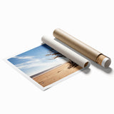 Stunning landscape wall art print featuring vibrant trees against a serene backdrop, rolled and ready for display. Ideal for enhancing home decor with natural beauty.