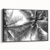 Framed canvas wall art showcasing a serene landscape with trees, featuring a black frame and side view, perfect for modern home decor and nature enthusiasts.