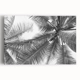 Stretched canvas wall art showcasing a vibrant landscape with tall trees, rich green foliage, and a serene atmosphere, perfect for home decor.