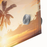 Close-up of a vibrant acrylic glass wall art piece featuring intricate tree landscapes, showcasing detailed textures and rich colors, perfect for home decor.