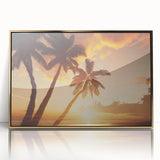 Framed acrylic wall art featuring a scenic landscape with abstract trees, highlighted by a gold frame, perfect for modern home decor. Ideal for nature-themed interiors.