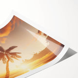 Vibrant rolled print of a serene landscape featuring stylized trees and lush greenery, ideal for home decor, showcasing modern art aesthetics in a protective cardboard tube.