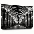 Acrylic wall art showcasing a vibrant landscape design with trees, displayed from a side view with decorative pins, ideal for modern home decor.
