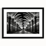 Framed black landscape wall art showcasing a serene tree design, perfect for home decor, with a sleek mat and elegant presentation for any room.