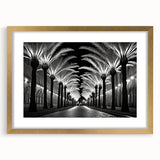 Framed wall art featuring a serene landscape design with lush green trees, elegant gold frame, and white mat, ideal for enhancing home decor aesthetics.