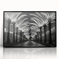 Framed acrylic wall art depicting a serene landscape with trees, showcasing a sleek black frame and vibrant colors, perfect for modern home decor.