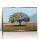 Framed wall art collection featuring a serene landscape with trees, displayed in a silver frame, enhancing modern decor with its elegant design. Perfect for nature lovers.