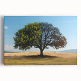 Stretched canvas artwork showcasing a serene landscape with tall trees and vibrant green foliage, designed for wall decoration, perfect for adding a nature-inspired touch to any space.