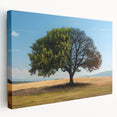 Stretched canvas wall art showcasing a serene landscape with vibrant green trees, ideal for home decor. Perfect for adding nature-inspired elegance to any room.