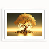 Framed wall art collection showcasing serene landscape trees design with a white mat and frame, ideal for enhancing home decor in modern interiors.