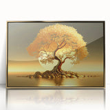 Framed wall art collection featuring a stunning landscape with trees, set in a sleek gold frame, perfect for enhancing modern home decor. The vibrant colors and intricate details make it a focal point for any room.