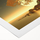 Rolled canvas artwork showcasing a vibrant landscape scene with colorful trees and lush greenery, ideal for home decor, presented in a protective cardboard tube.