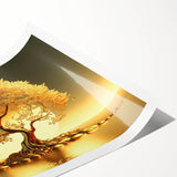 Rolled print showcasing a serene landscape with vibrant green trees and a calming blue sky, ideal for home decor. Perfect for nature lovers and art enthusiasts.