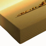 Close-up of a vibrant stretched canvas wall art piece showcasing a serene landscape with lush trees, rich green hues, and artistic brushstroke details, perfect for home decor.