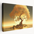 Side view of a stretched canvas artwork showcasing a serene landscape with vibrant trees, perfect for home decor, enhancing any room's natural aesthetic.
