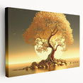Side view of a stretched canvas artwork showcasing a serene landscape with vibrant trees, perfect for home decor, enhancing any room's natural aesthetic.