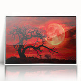 Framed acrylic wall art showcasing a serene landscape with trees, designed to enhance home decor, featuring a sleek white frame and vivid colors.